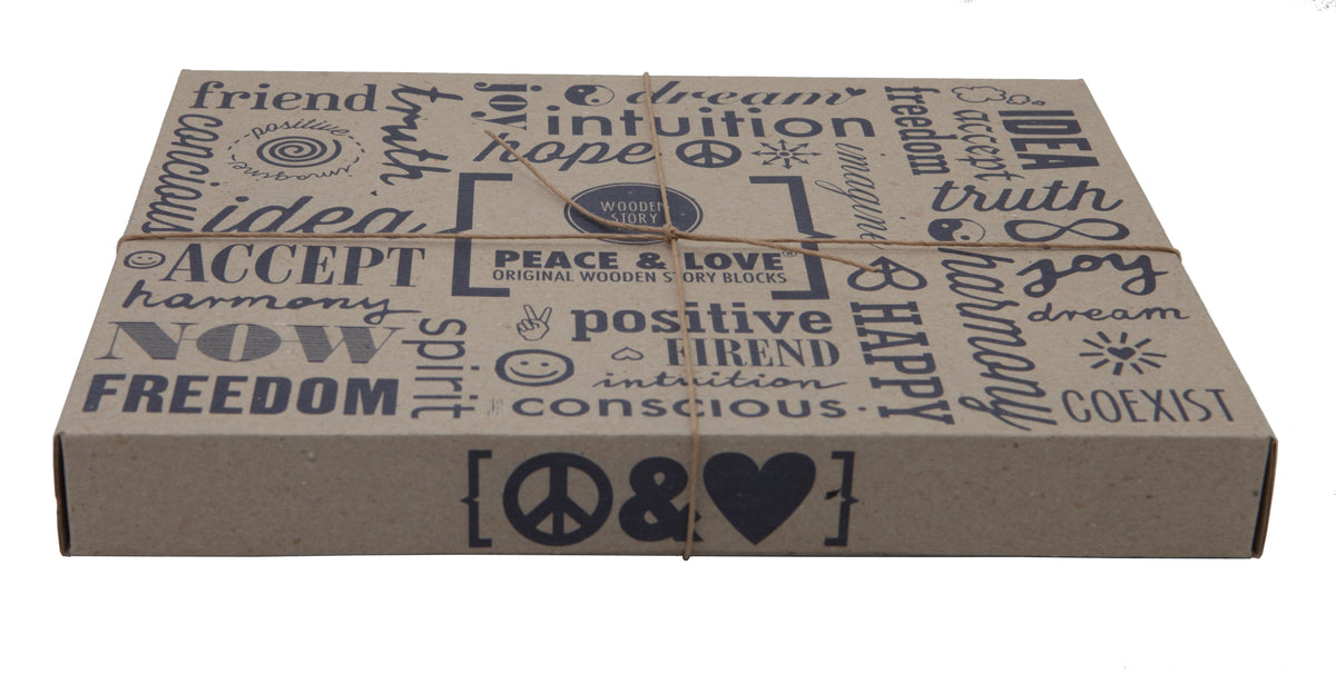 Дървени блокчета в кутия 29 бр. Peace & Love blocks - Wooden Story