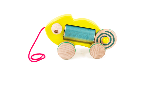 Дървена играчка Хамелеон с колелца - BAJO