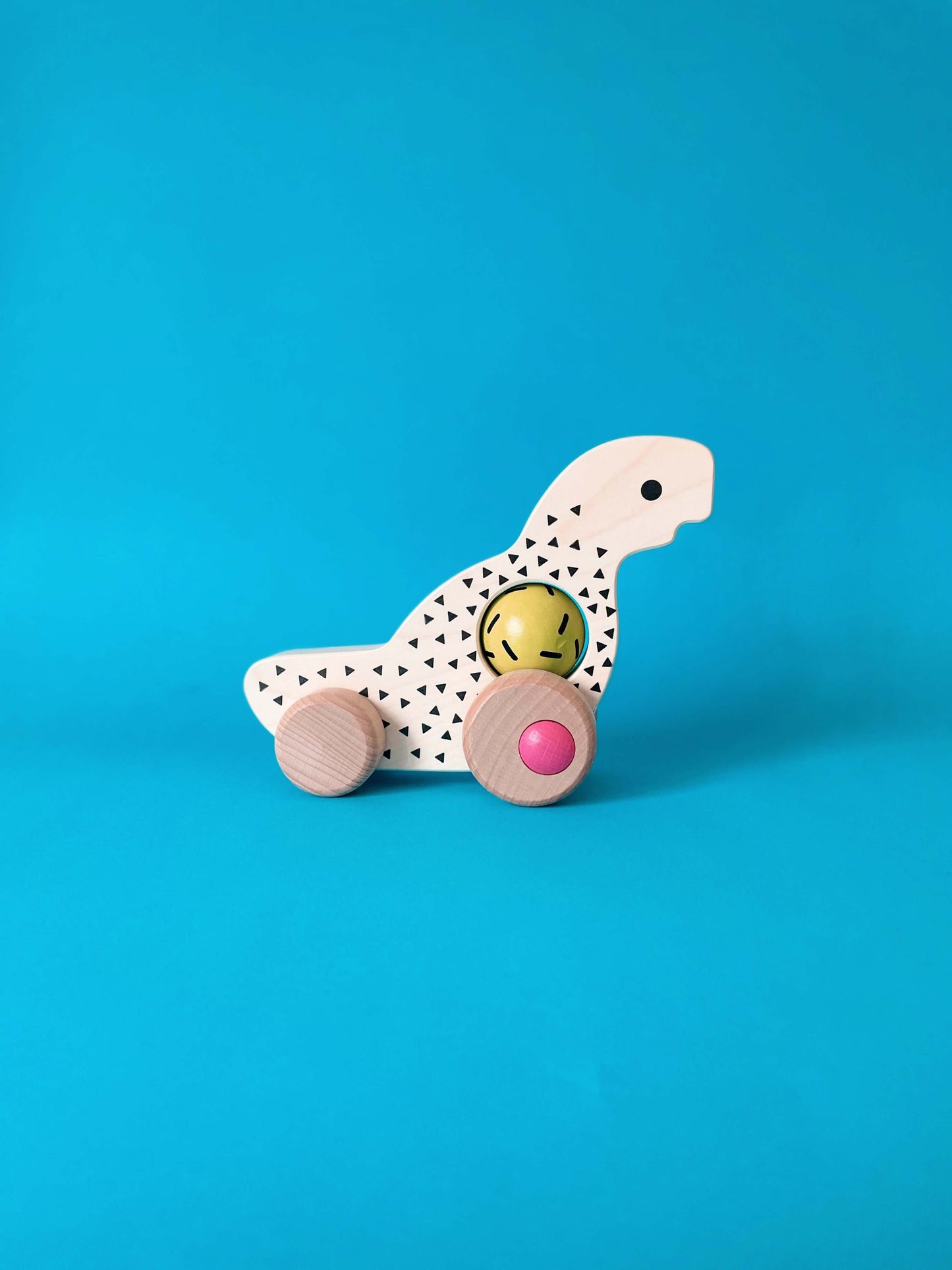 Дървена играчка Динозавър с колелца - Винтидж серия - BAJO