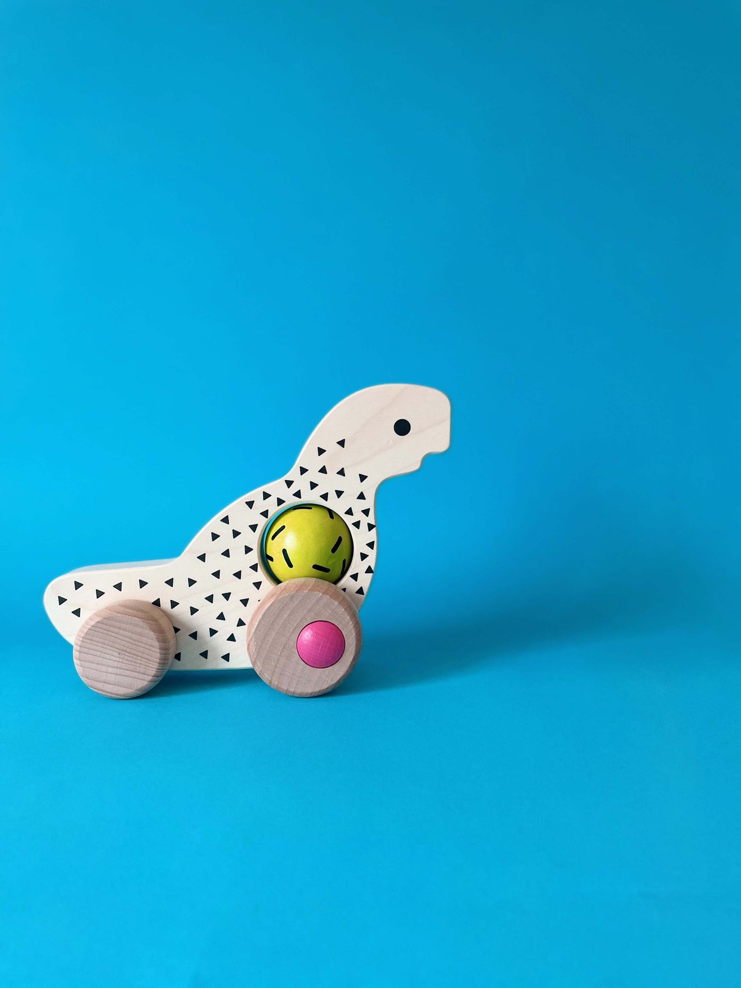 Дървена играчка Динозавър с колелца - Винтидж серия - BAJO