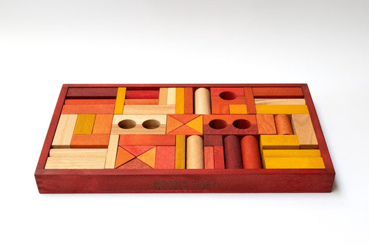 Wooden blocks in a box 54 pcs. rainbow - Wooden Story