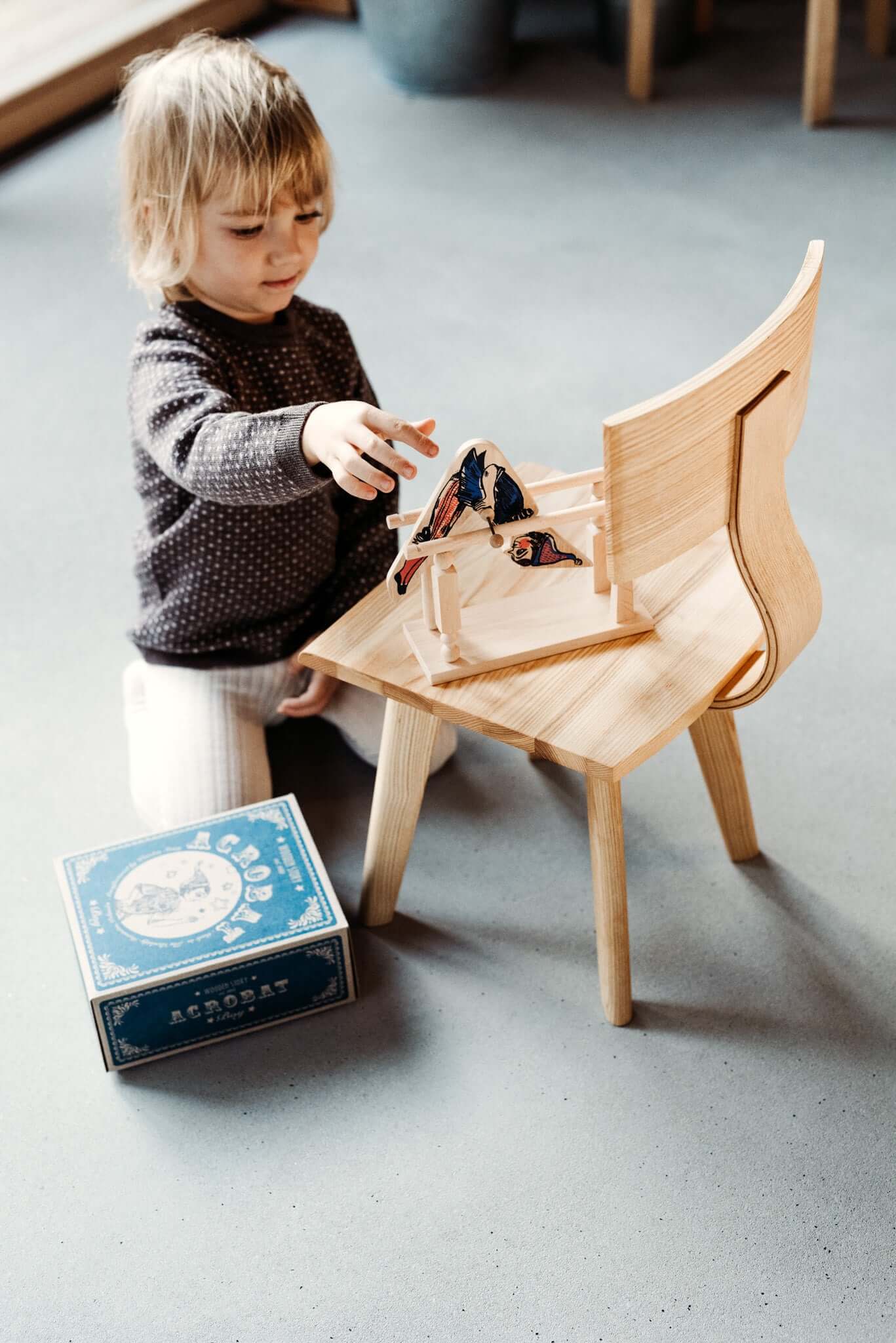 Винтидж дървена играчка Акробат момче - Acrobat Boy - Wooden Story