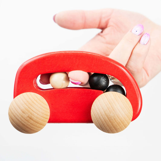 Дървена играчка Кола-дрънкалка с движещи се топчета - BAJO