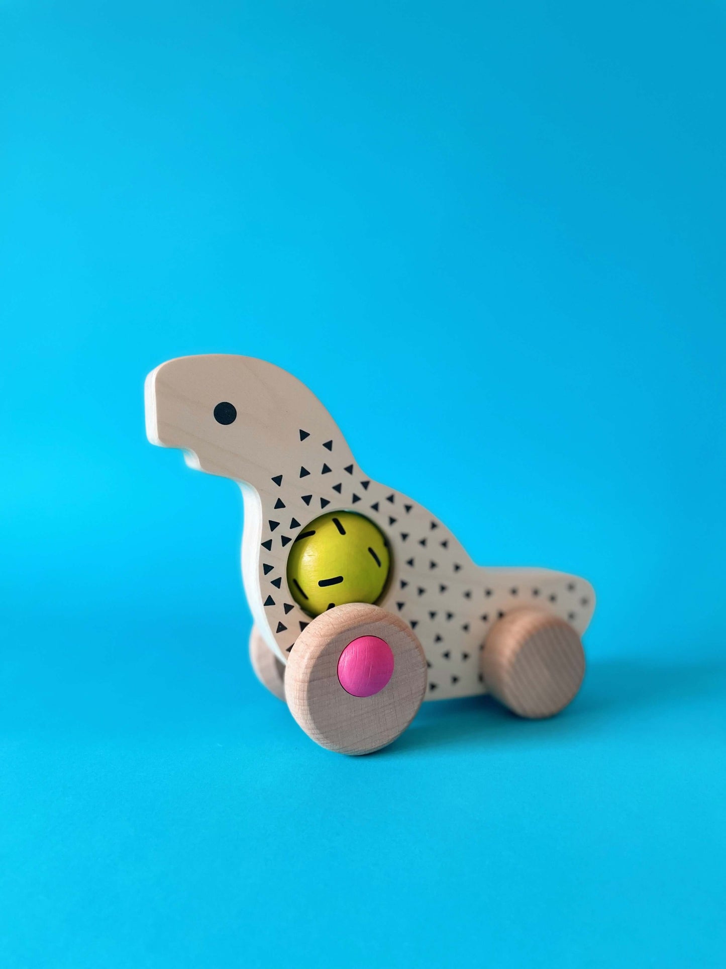 Дървена играчка Динозавър с колелца - Винтидж серия - BAJO