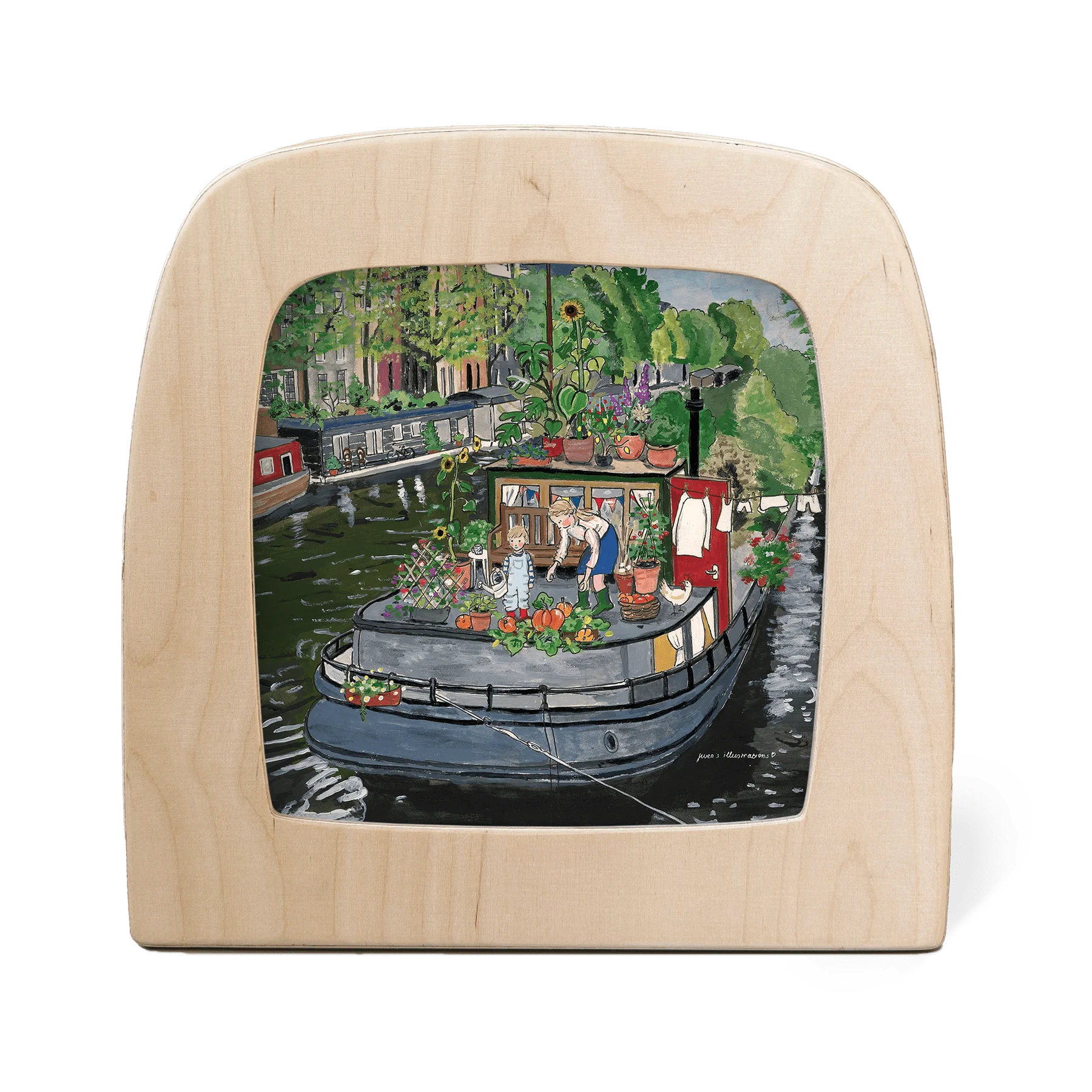 Gwen's Illustrations - House Boat Garden Silhouette