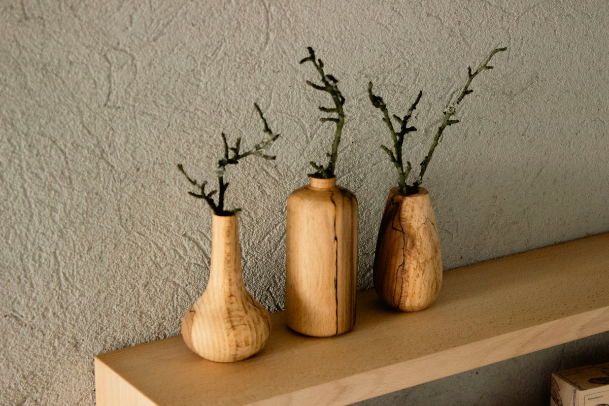 Декоративна ваза със стъклен съд - Tiny flower pot No.03 - Wooden Story