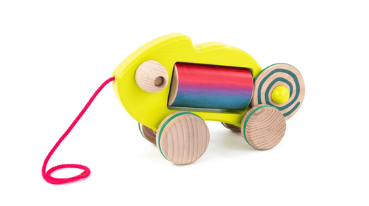 Дървена играчка Хамелеон с колелца - BAJO